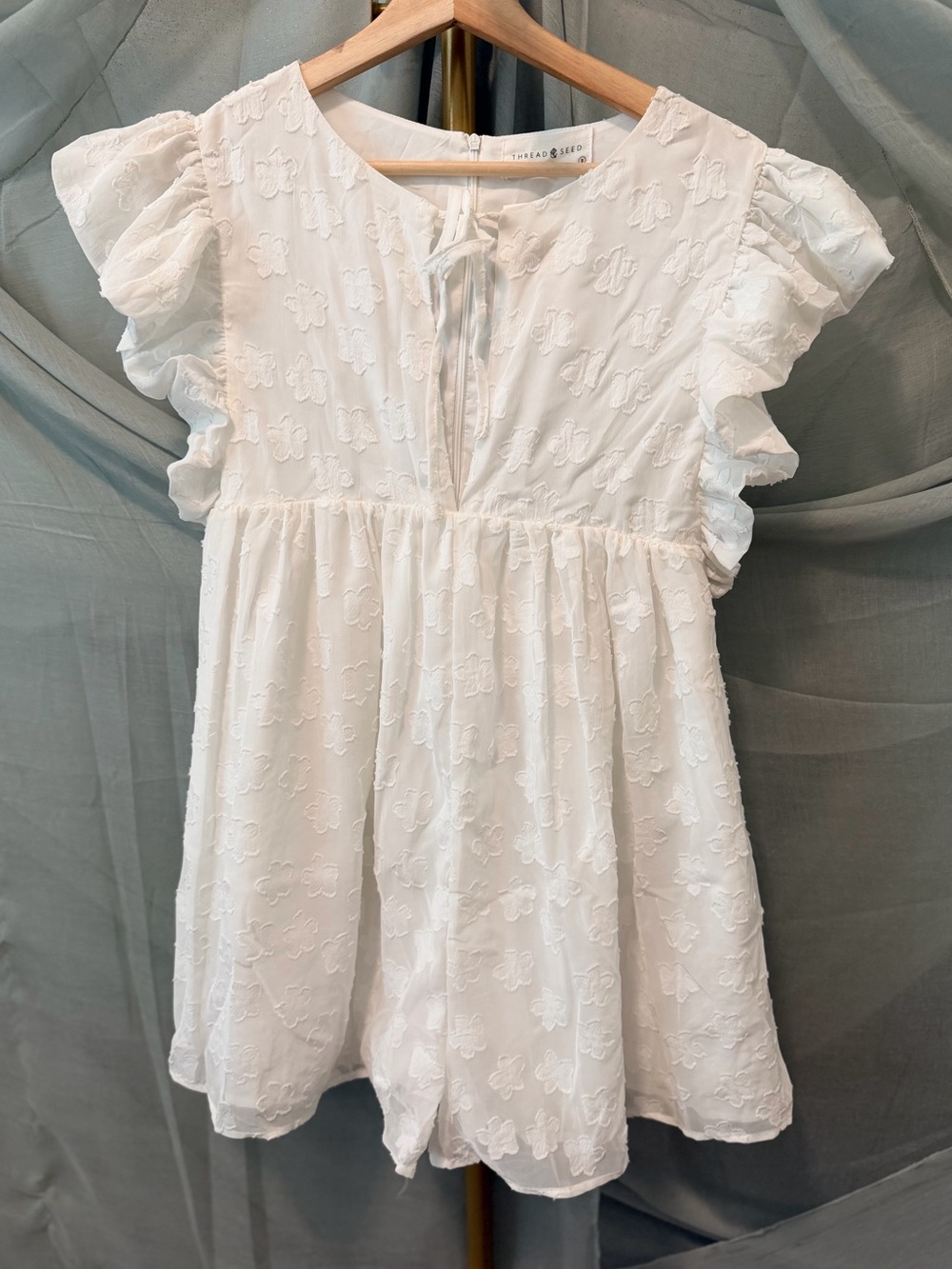 Thread & Seed Elegant White Ruffled Romper